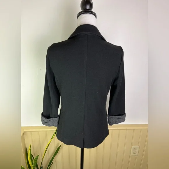 Skies Are Blue Black Blazer S Roll Sleeve Work Career Casual Jacket Office Corp - Picture 4 of 11